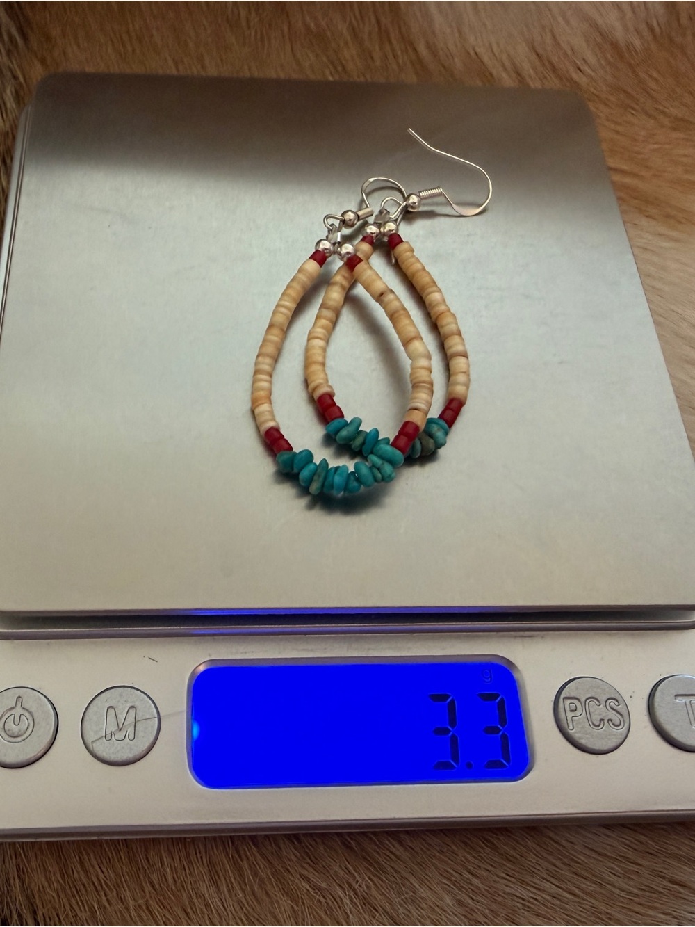 ❤️ Native American “S Duncan” Turquoise Nugget Coral Melon Shell 925 Earrings - Picture 6 of 10